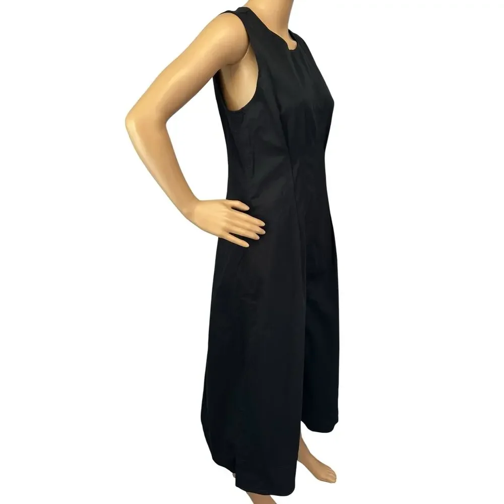 NWT J. Crew Pintuck Midi Dress in Stretch Twill Black CD361 Size 8
